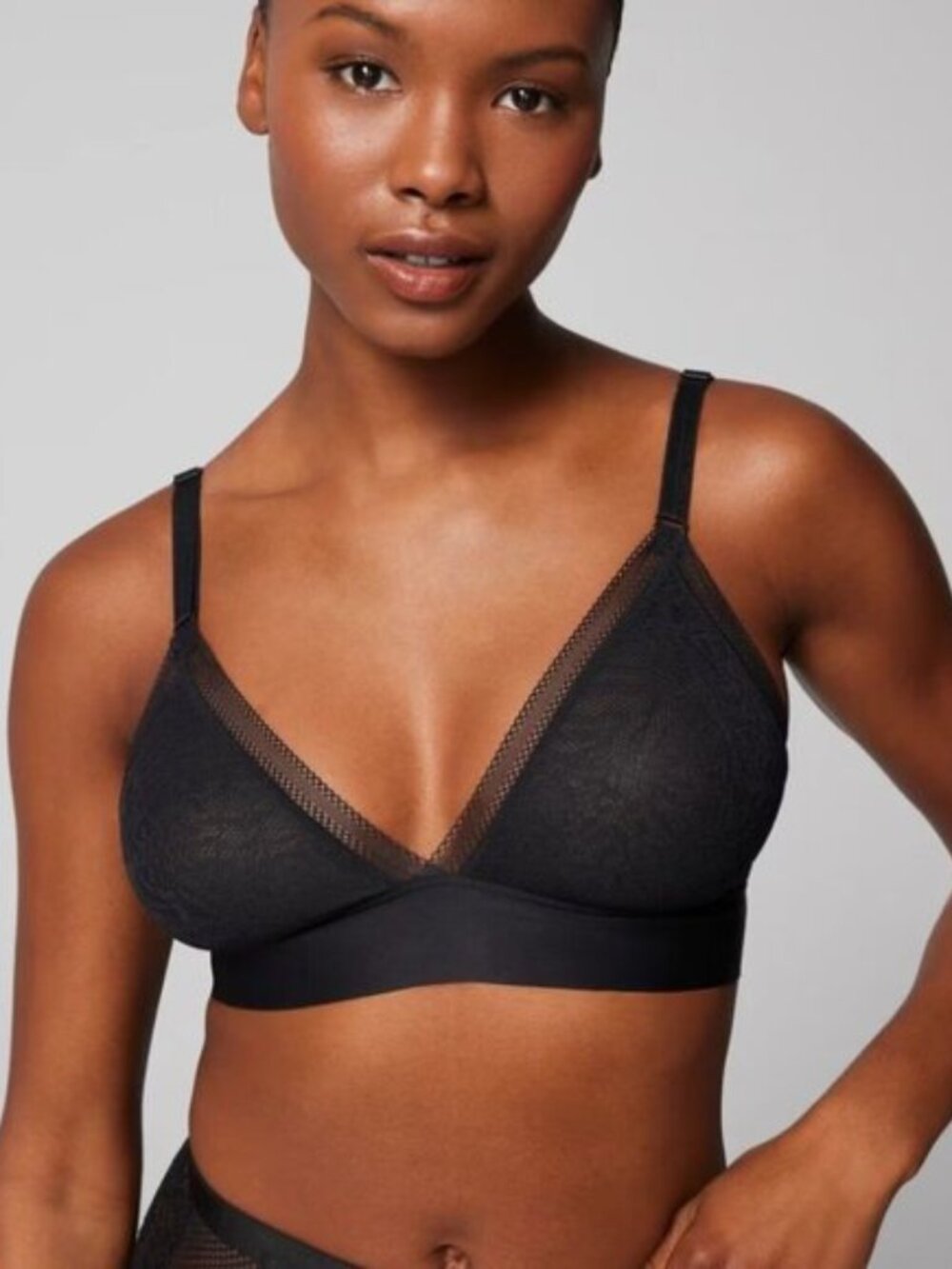 Soma Lace Triangle Bralette – Black, Size L, NWT